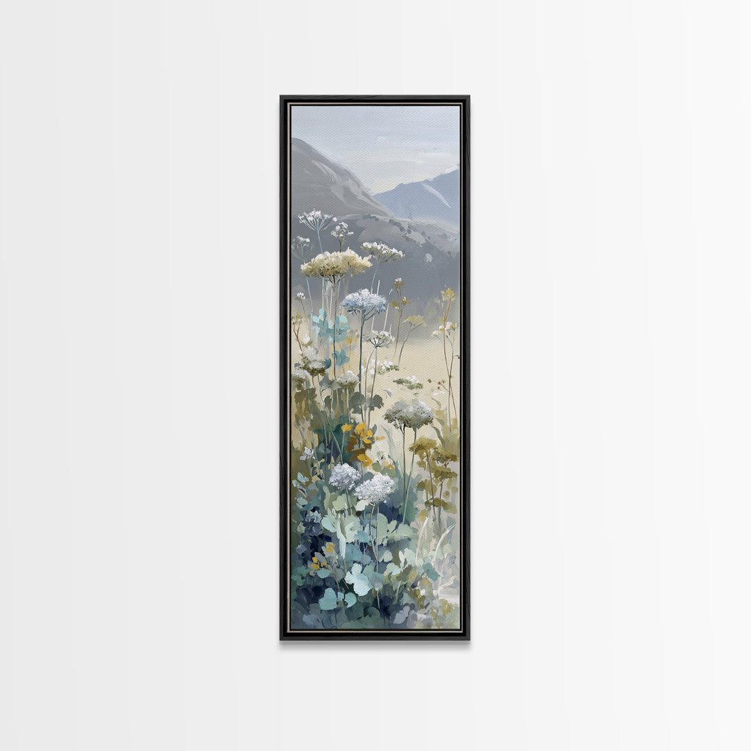 Sunlit Meadow with Wildflowers and Calm Mood Framed Canvas Print, Medical Office Art, Brain Poster, Office Decor, Calm, MOA-1x3-96