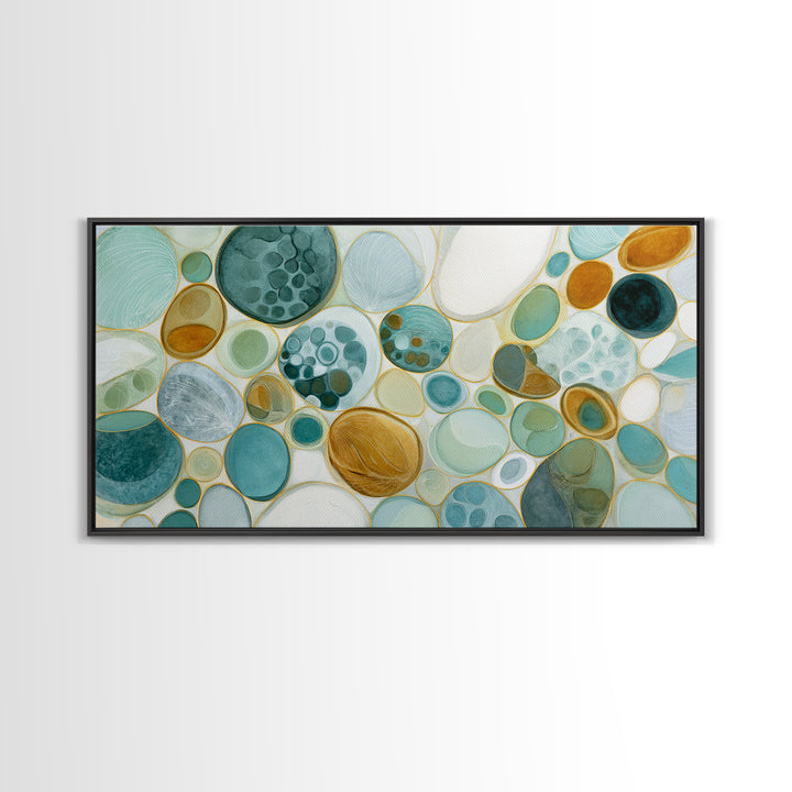 Abstract Cells and Circles as Soothing Pattern Framed Canvas Print, Medical Office Art, Home Decor, Office Decor, Calm, MOA-2x1-1