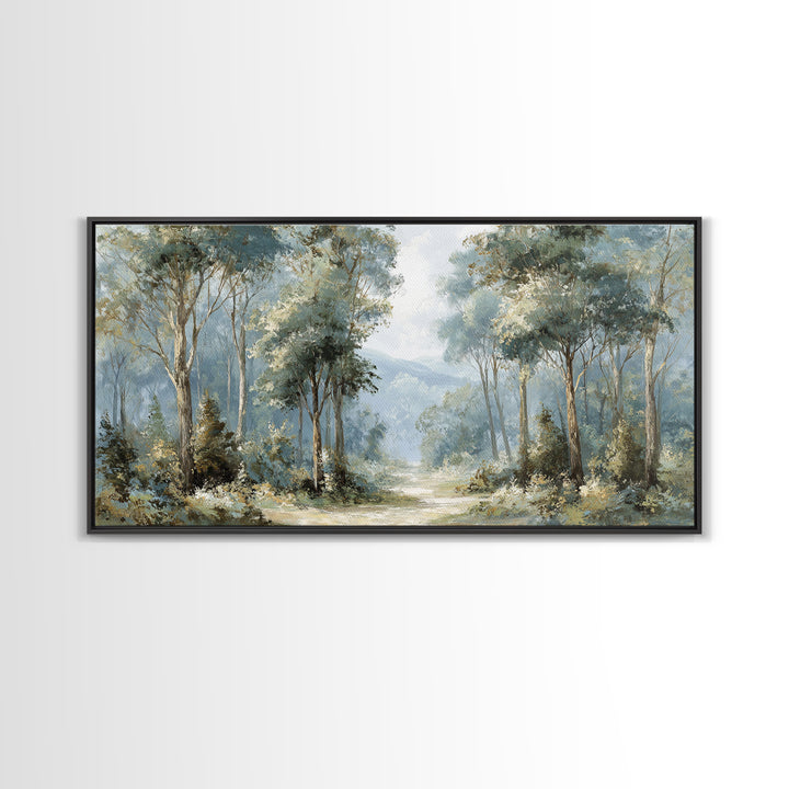 Gentle Forest Path Framed Canvas Print, Medical Office Art, Minimalist Decor, Office Decor, Fine Art, Calm, Dental Office Decor, MOA-2x1-13
