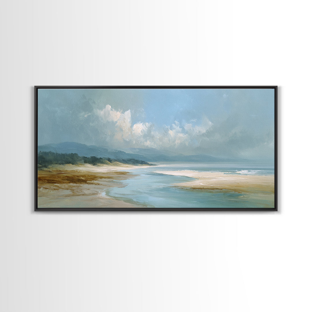 Coastal Shells and Water Study Framed Canvas Print, Medical Office Art, Fine Art Print, Office Decor, Fine Art, Calm, MOA-2x1-16
