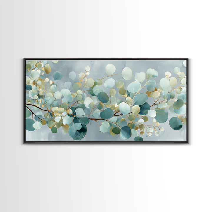 Botanical Eucalyptus Branch Framed Canvas Print, Medical Office Art, Digital Wall Art, Office Decor, Watercolor Art, Calm, MOA-2x1-23
