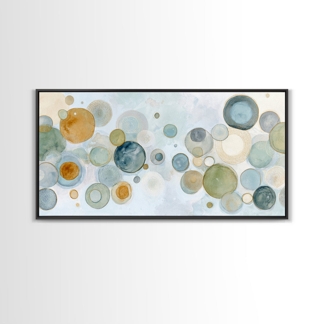 Abstract Cells and Circles as Soothing Pattern Framed Canvas Print, Medical Office Art, Home Decor, Office Decor, Calm, MOA-2x1-25