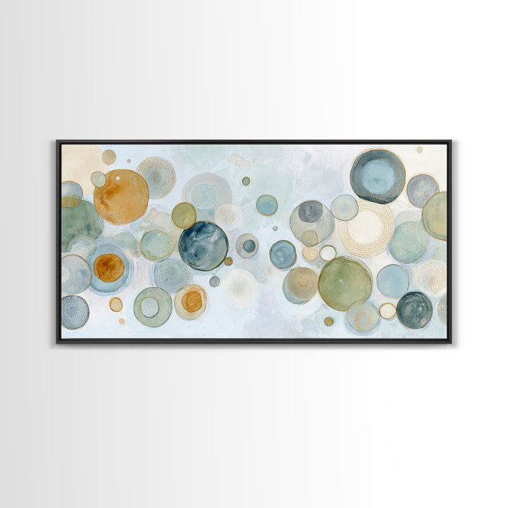 Abstract Cells and Circles as Soothing Pattern Framed Canvas Print, Medical Office Art, Home Decor, Office Decor, Calm, MOA-2x1-25