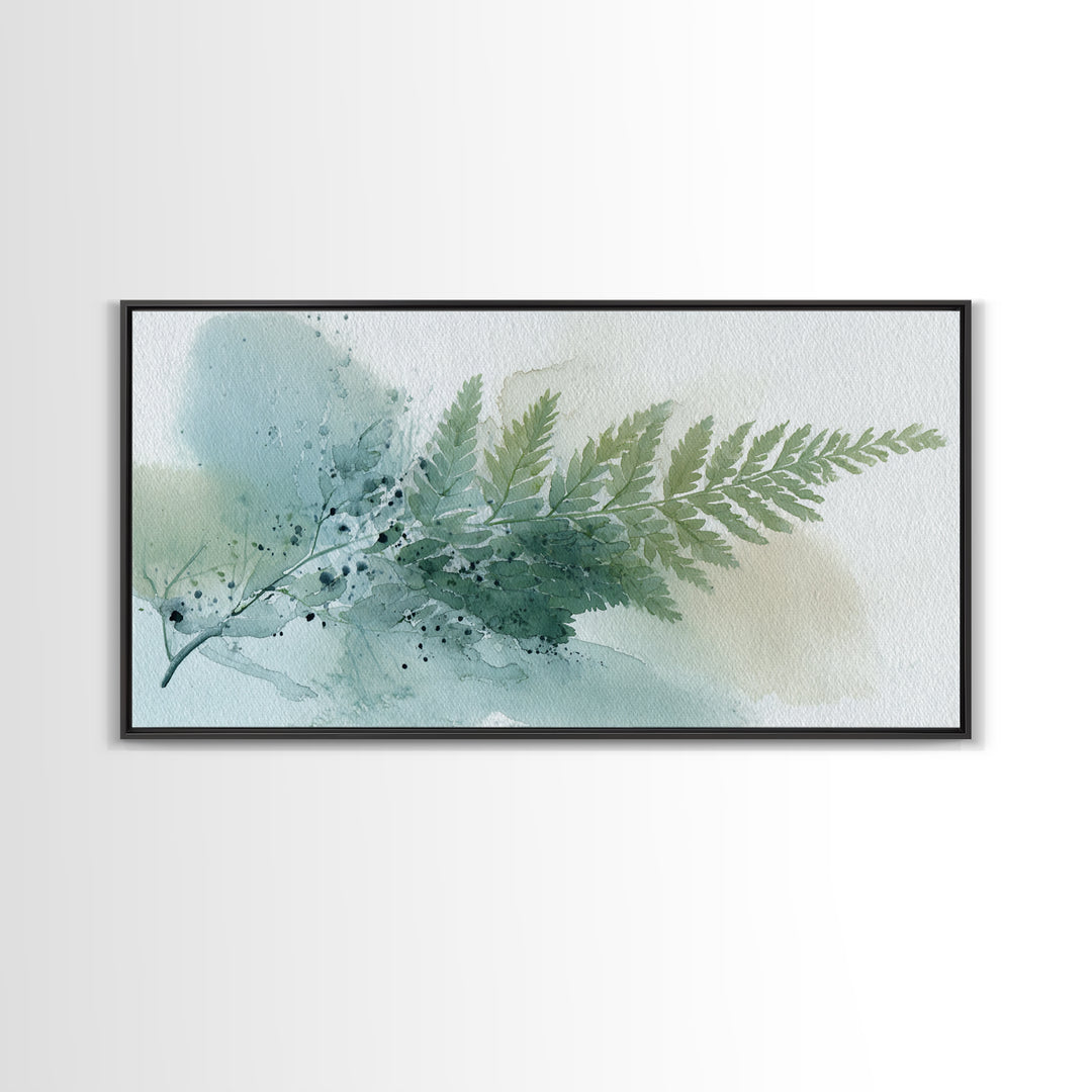 Minimal Green Fern Specimen Framed Canvas Print, Medical Office Art, Minimalist Decor, Office Decor, Calm, Dental Office Decor, MOA-2x1-28