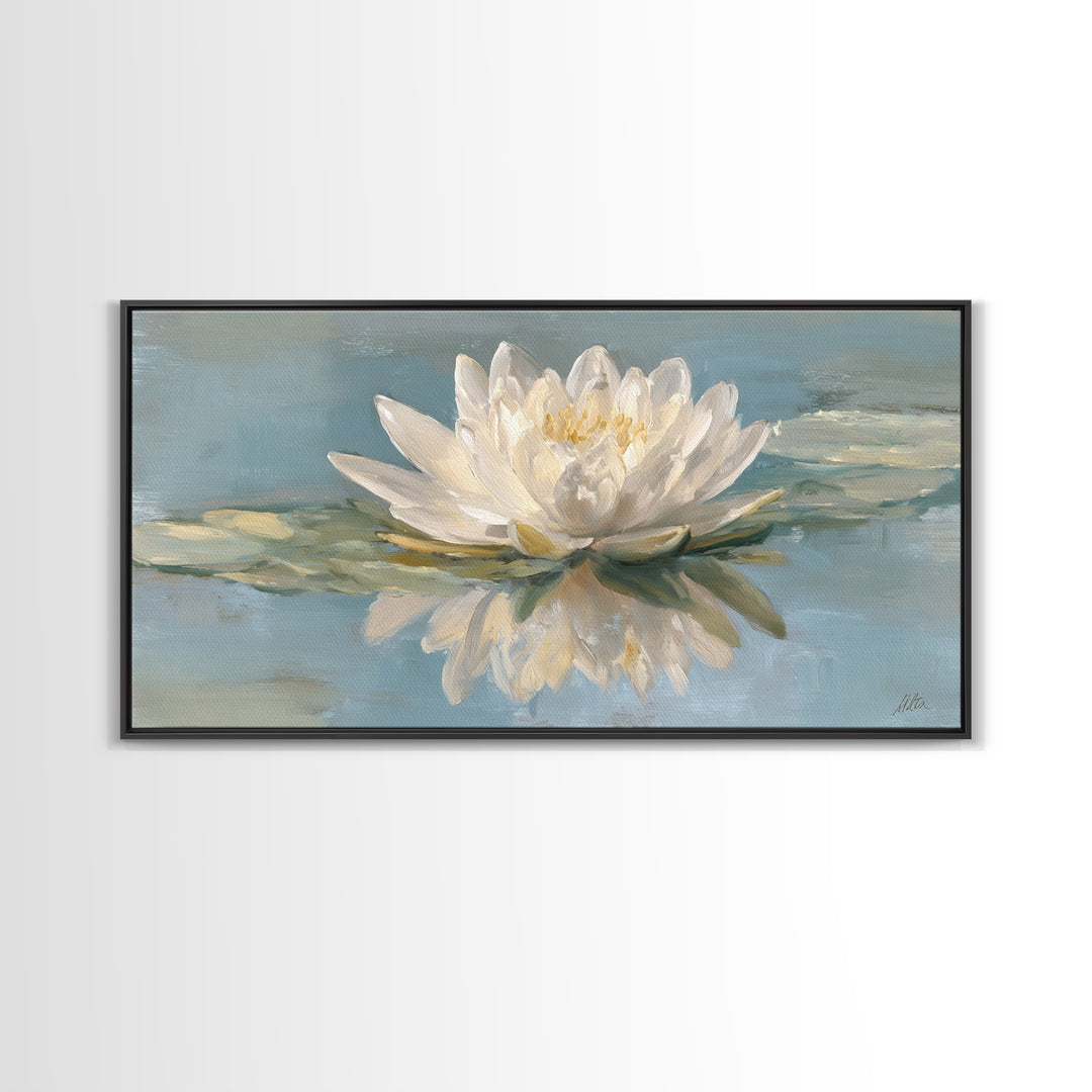 Lotus Flower Floating on Still Water Canvas Print, Medical Office Art, Medical Student Gift, Office Decor, Fine Art, Calm, MOA-2x1-31