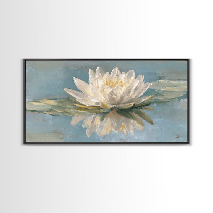 Lotus Flower Floating on Still Water Canvas Print, Medical Office Art, Medical Student Gift, Office Decor, Fine Art, Calm, MOA-2x1-31