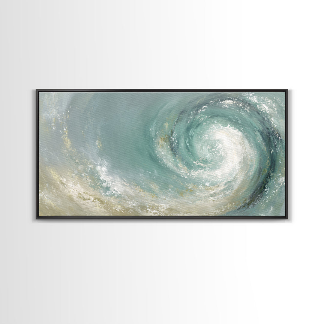Abstract Healing Spiral Framed Canvas Print, Medical Office Art, Office Decor, Abstract Art, Calm, Teal Wall Art, MOA-2x1-35