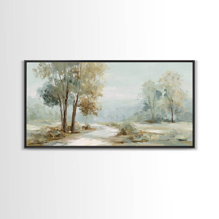 Gentle Forest Path Framed Canvas Print, Medical Office Art, Minimalist Decor, Office Decor, Fine Art, Calm, Dental Office Decor, MOA-2x1-37