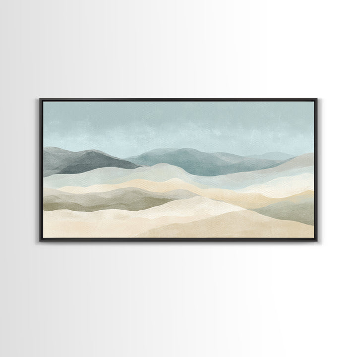 Minimal Sunrise over Rounded Hills Framed Canvas Print, Medical Office Art, Office Decor, Fine Art, Calm, Brain Poster, MOA-2x1-43