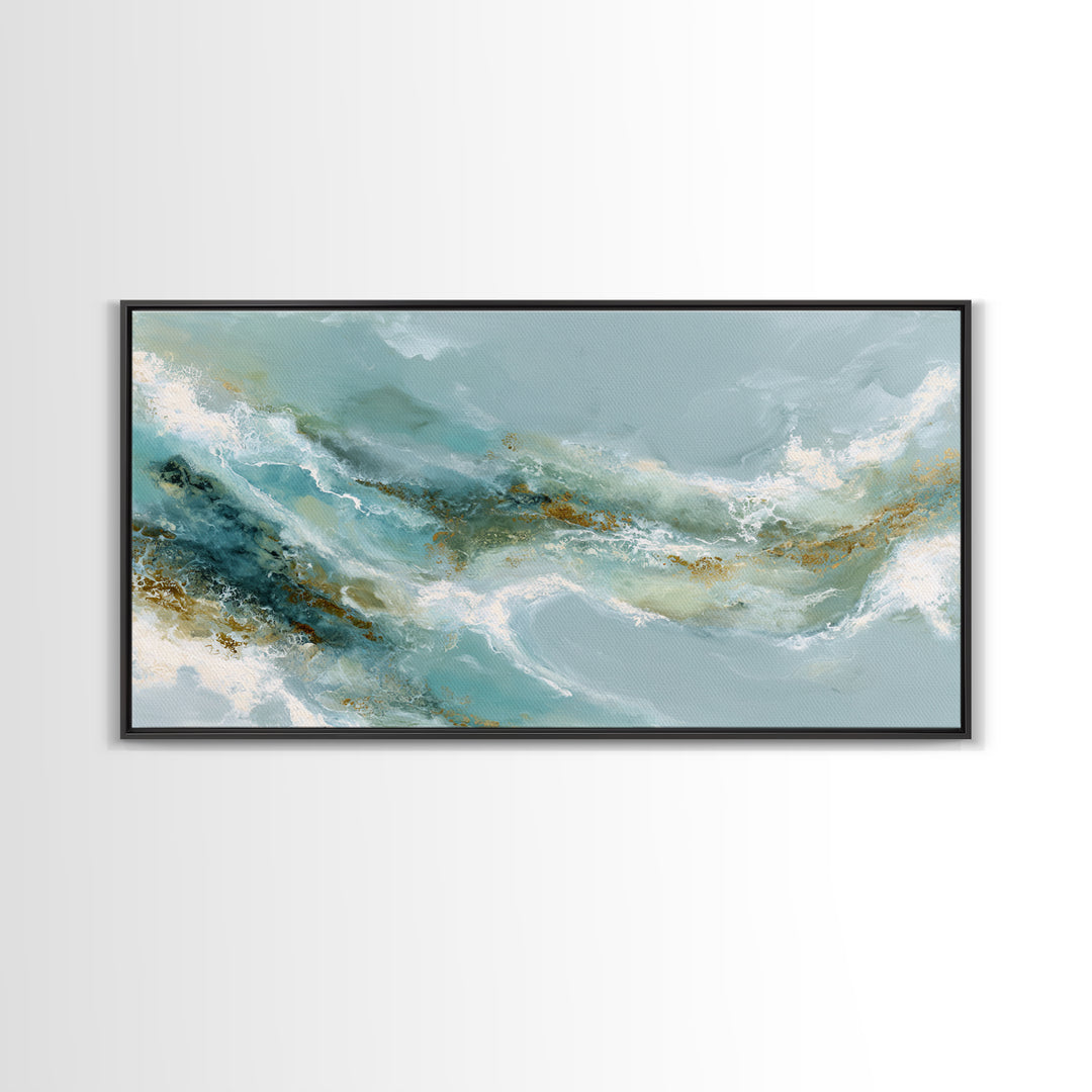 Calming Blue Abstract Framed Canvas Print, Medical Office Art, Digital Wall Art, Office Decor, Calm, Healthcare Wall Art, MOA-2x1-45