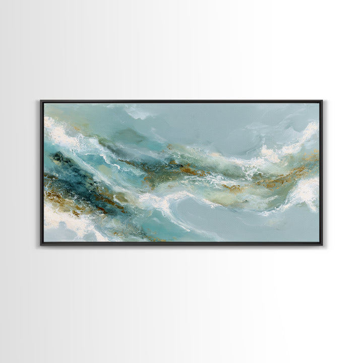 Calming Blue Abstract Framed Canvas Print, Medical Office Art, Digital Wall Art, Office Decor, Calm, Healthcare Wall Art, MOA-2x1-45