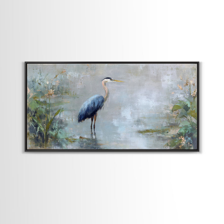 Blue Heron Standing Canvas Print, Medical Office Art, Wall Art, Office Decor, Fine Art, Calm, Printable Card, Medical Art, MOA-2x1-58