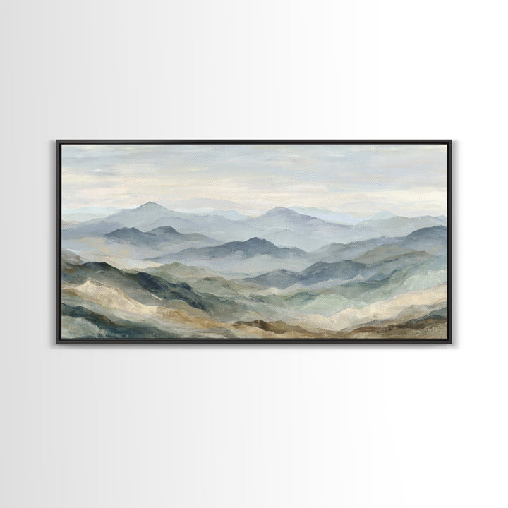 Soft Mountain Landscape Canvas Print, Medical Office Art, Digital Art, Office Decor, Oil Painting, Calm, Medical Decor, MOA-2x1-70