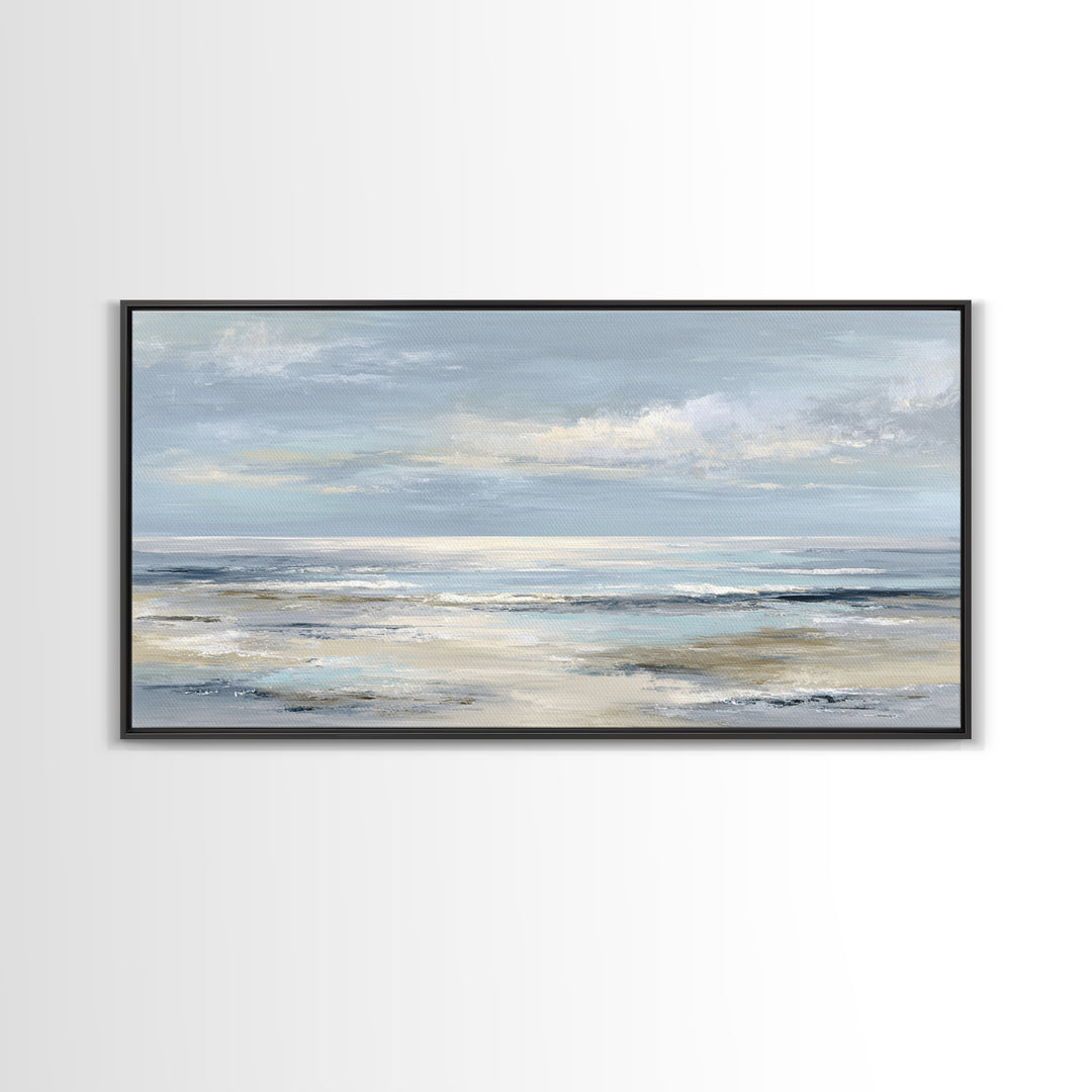 Peaceful Ocean Horizon Framed Canvas Print, Medical Office Art, Minimalist Art, Office Decor, Calm, Educational Poster, MOA-2x1-72