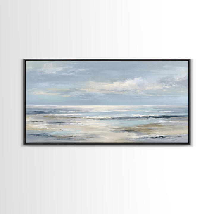 Peaceful Ocean Horizon Framed Canvas Print, Medical Office Art, Minimalist Art, Office Decor, Calm, Educational Poster, MOA-2x1-72