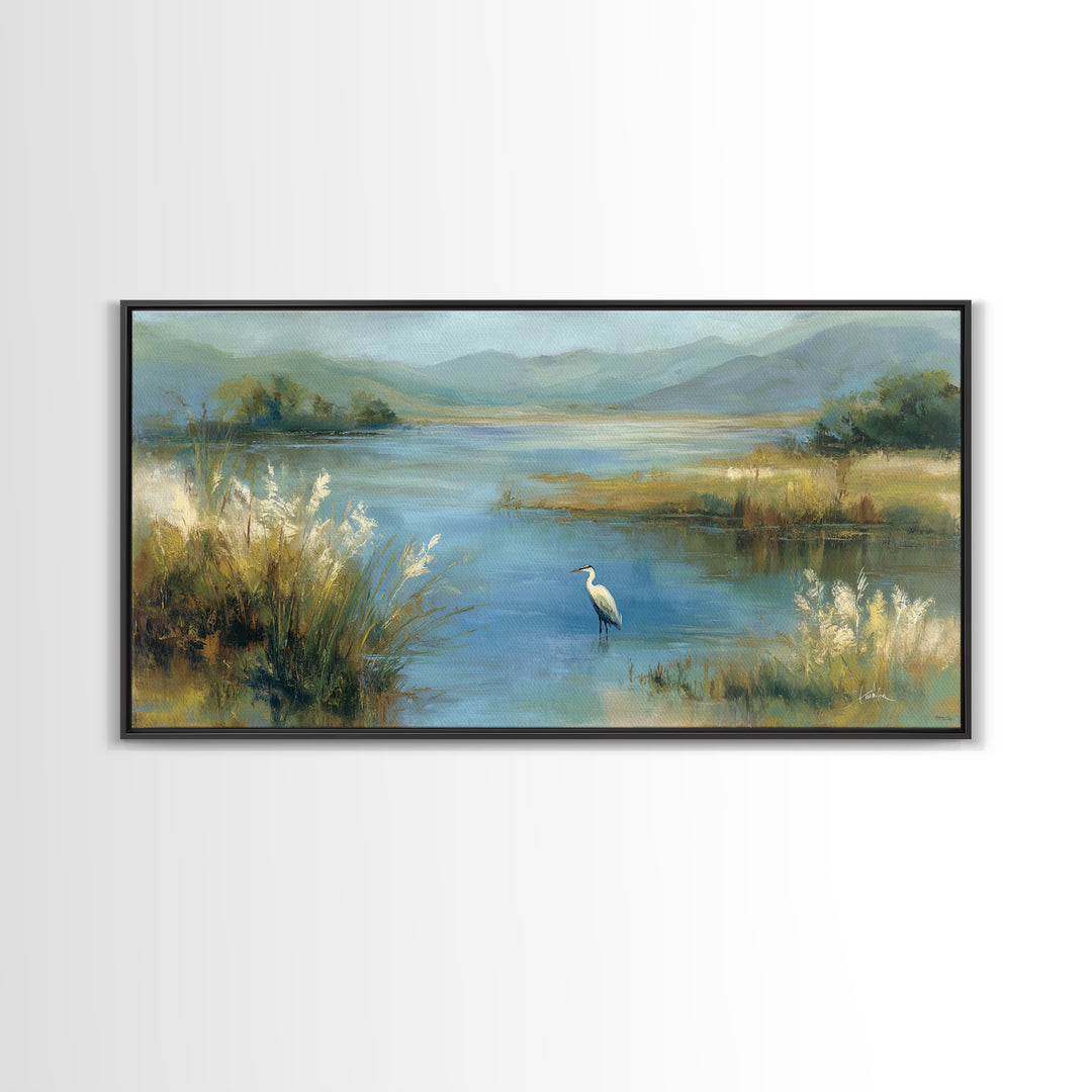 Blue Heron Standing Canvas Print, Medical Office Art, Wall Art, Office Decor, Fine Art, Calm, Printable Card, Medical Art, MOA-2x1-82