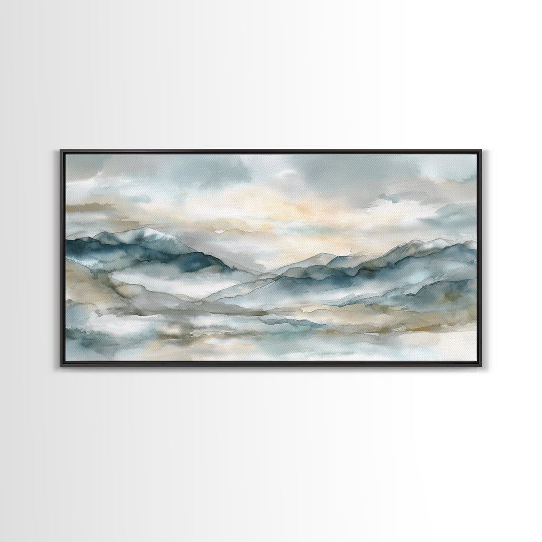 Soft Mountain Landscape Canvas Print, Medical Office Art, Digital Art, Office Decor, Oil Painting, Calm, Medical Decor, MOA-2x1-94