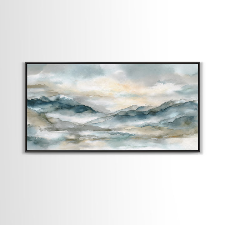 Soft Mountain Landscape Canvas Print, Medical Office Art, Digital Art, Office Decor, Oil Painting, Calm, Medical Decor, MOA-2x1-94