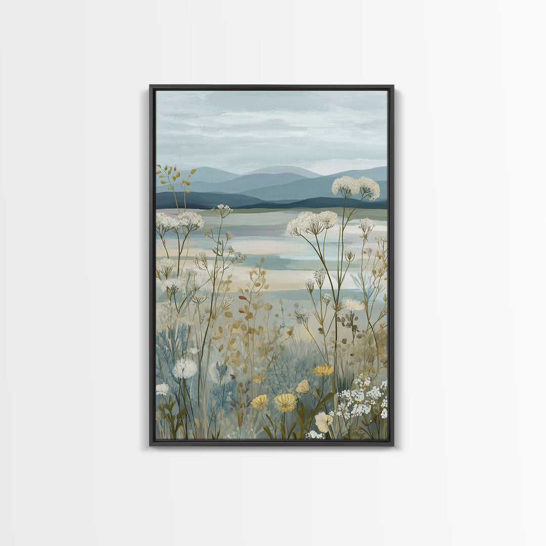 Sunlit Meadow with Wildflowers and Calm Mood Canvas Print, Medical Office Art, Neuroscience Art, Office Decor, Calm, MOA-2x3-44