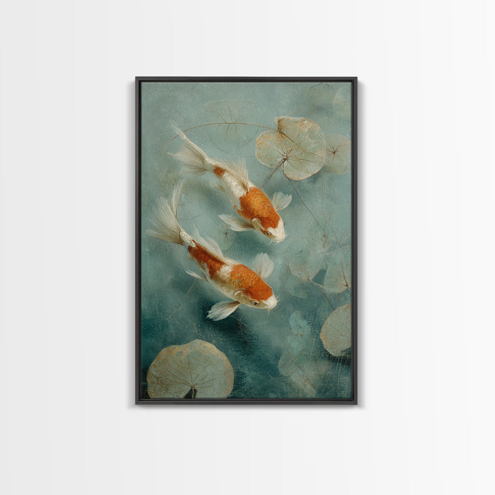 Calm Koi Fish Swimming Through Clear Water Canvas Print, Medical Office Art, Minimalist Decor, Office Decor, Fine Art, Calm, MOA-2x3-54