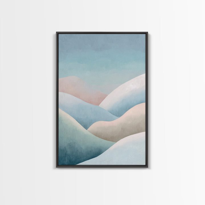 Minimal Sunrise over Rounded Hills Framed Canvas Print, Medical Office Art, Textured Painting, Office Decor, Fine Art, Calm, MOA-2x3-55