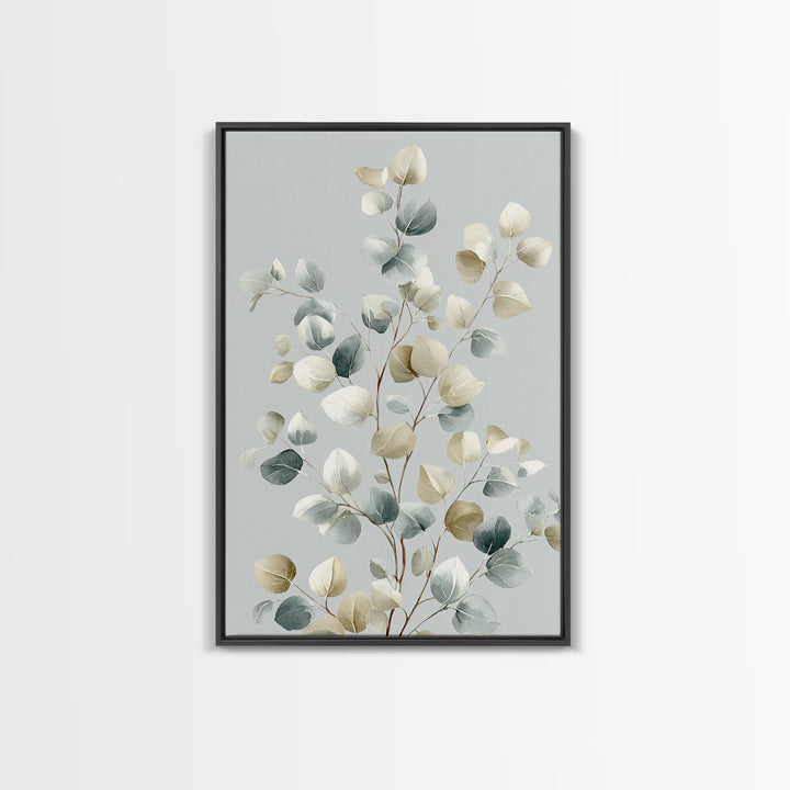 Botanical Eucalyptus Branch Framed Canvas Print, Medical Office Art, Digital Art, Office Decor, Watercolor Art, Calm, MOA-2x3-59