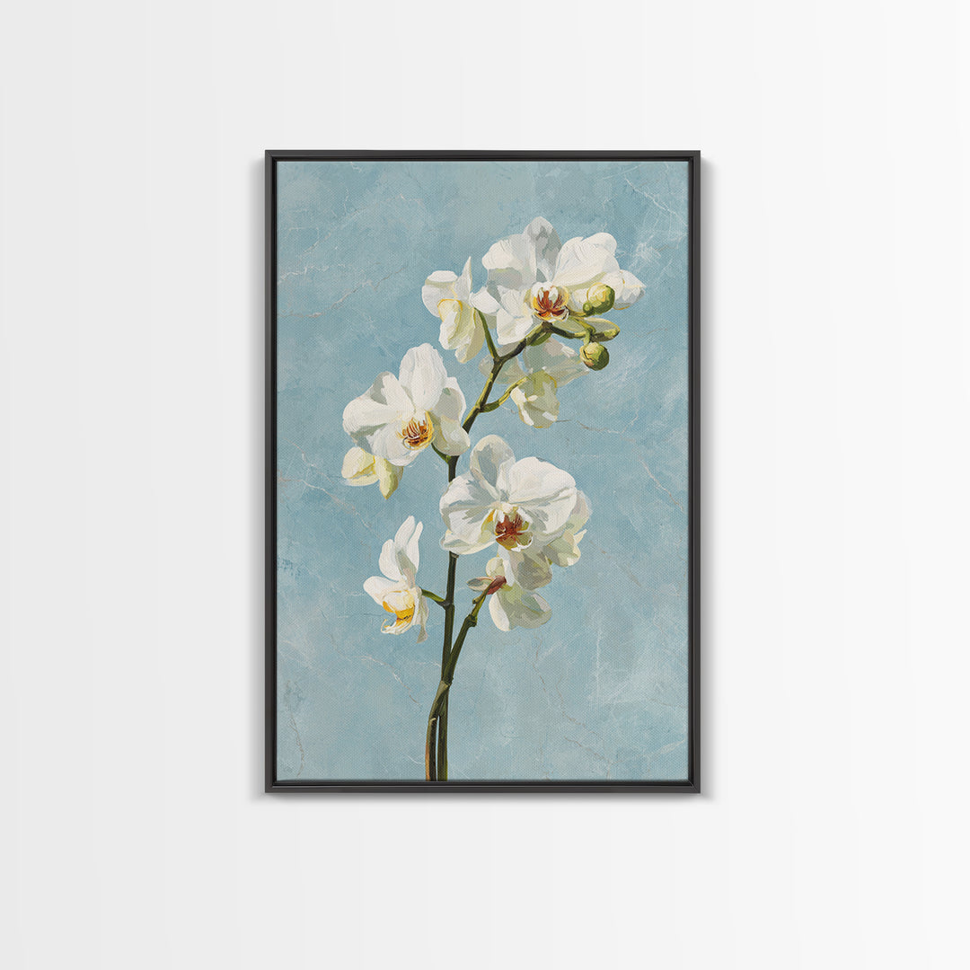 White Orchid on Gray Stone Surface Canvas Print, Medical Office Art, Digital Wall Art, Office Decor, Calm, Healthcare Wall Art, MOA-2x3-62