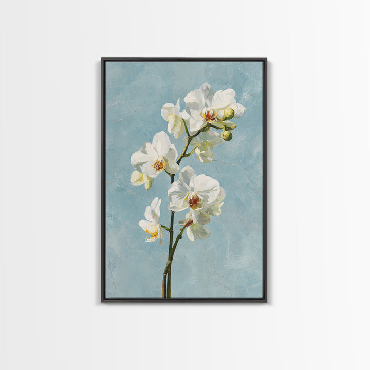 White Orchid on Gray Stone Surface Canvas Print, Medical Office Art, Digital Wall Art, Office Decor, Calm, Healthcare Wall Art, MOA-2x3-62