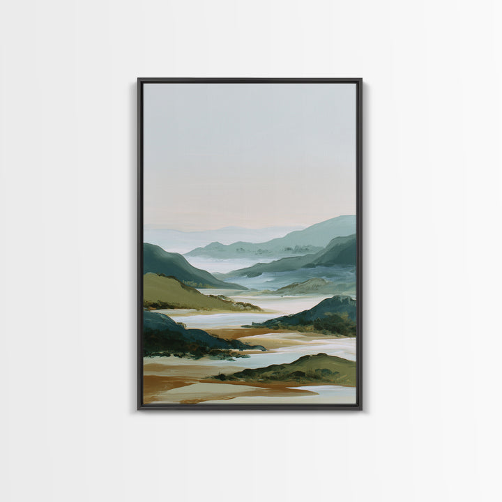Minimal Sunrise over Rounded Hills Canvas Print, Medical Office Art, Brain Art, Office Decor, Fine Art, Calm, Boho Decor, MOA-2x3-7