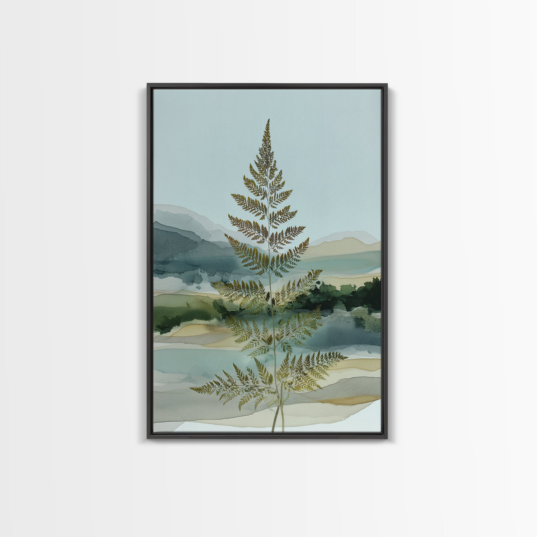 Minimal Green Fern Specimen Framed Canvas Print, Medical Office Art, Printable Art, Office Decor, Calm, Medical Wall Art, MOA-2x3-88