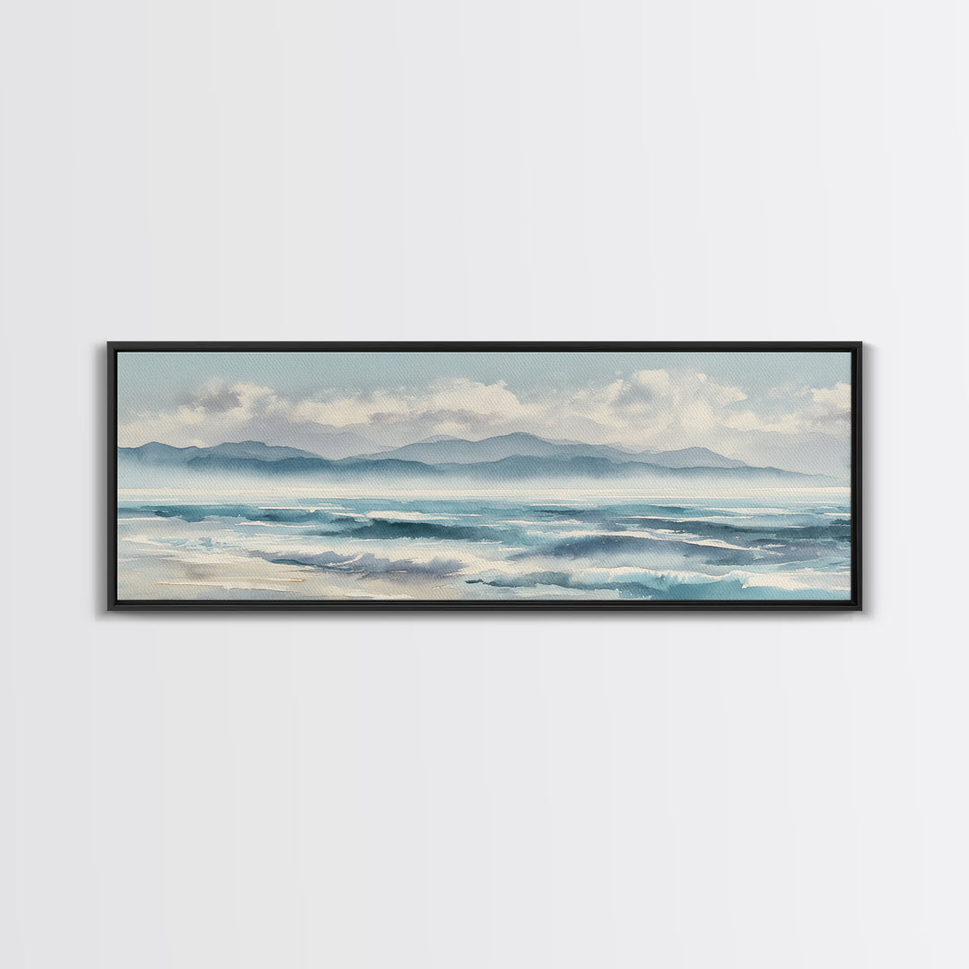 Coastal Shells and Water Study Framed Canvas Print, Medical Office Art, Heart Anatomy Print, Office Decor, Fine Art, Calm, MOA-3x1-12