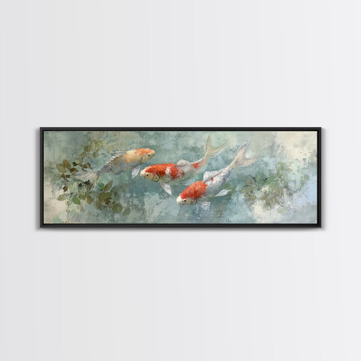 Calm Koi Fish Swimming Through Clear Water Canvas Print, Medical Office Art, Neuroscience Art, Office Decor, Fine Art, Calm, MOA-3x1-14