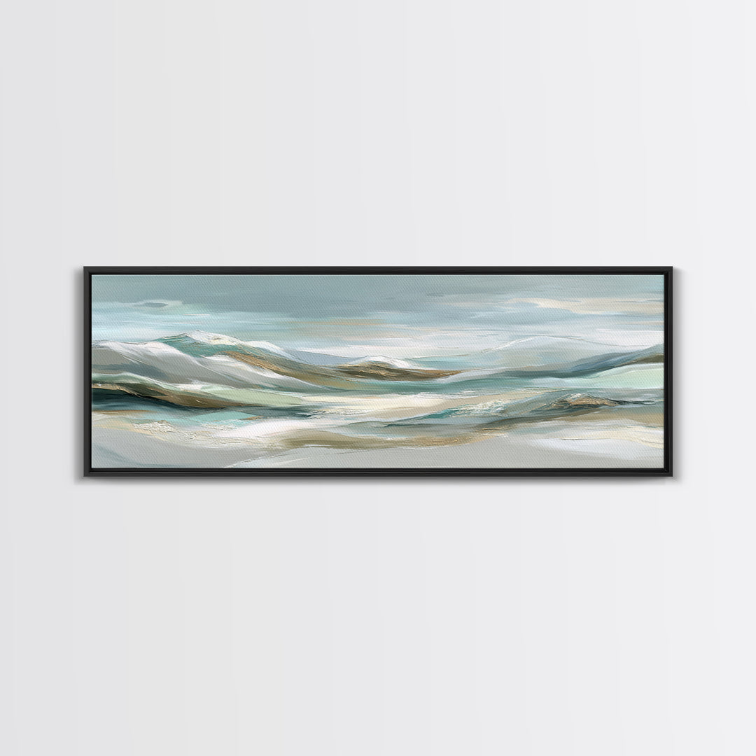 Soft Mountain Landscape Framed Canvas Print, Medical Office Art, Minimalist Art, Office Decor, Calm, Educational Poster, MOA-3x1-18