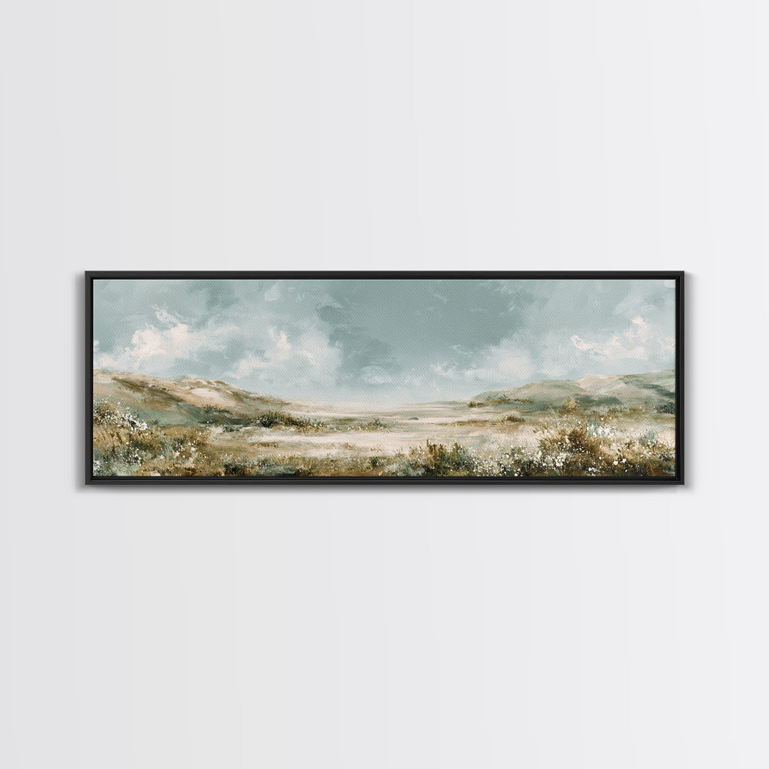 Sunlit Meadow with Wildflowers and Calm Mood Canvas Print, Medical Office Art, Anatomy Art, Office Decor, Watercolor Art, Calm, MOA-3x1-4