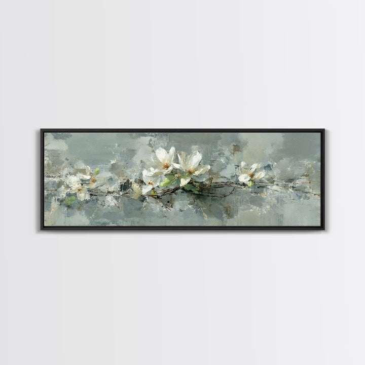 White Orchid on Gray Stone Surface Canvas Print, Medical Office Art, Medical Decor, Office Decor, Fine Art, Calm, Science Art, MOA-3x1-46