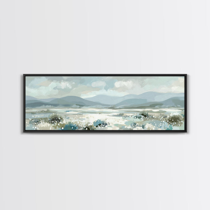 Sunlit Meadow with Wildflowers and Calm Mood Framed Canvas Print, Medical Office Art, Room Decor, Office Decor, Fine Art, Calm, MOA-3x1-52