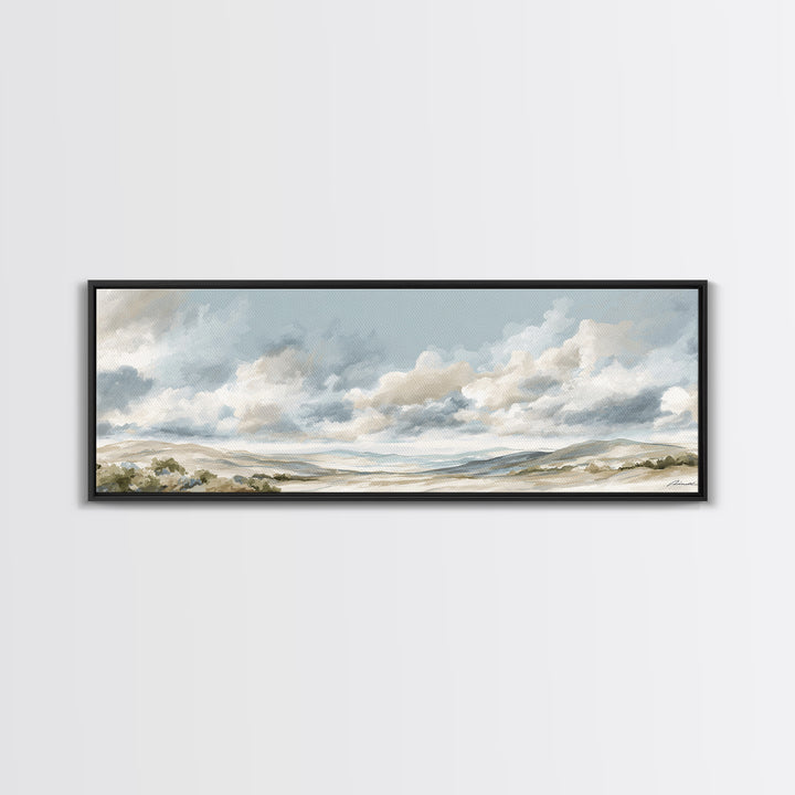 Large Neutral Landscape Framed Canvas Print, Medical Office Art, Textured Painting, Office Decor, Oil Painting, Calm, MOA-3x1-56