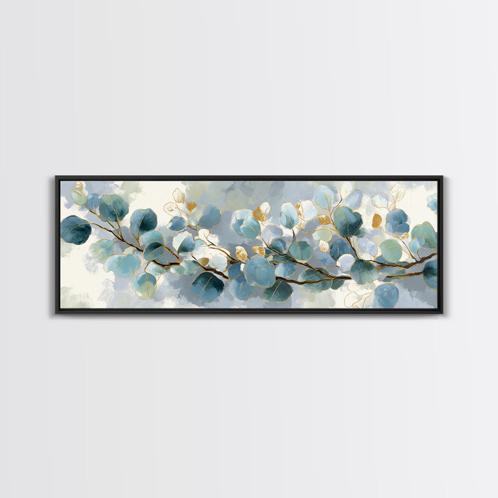 Botanical Eucalyptus Branch Framed Canvas Print, Medical Office Art, Medical Student Gift, Office Decor, Fine Art, Calm, MOA-3x1-67