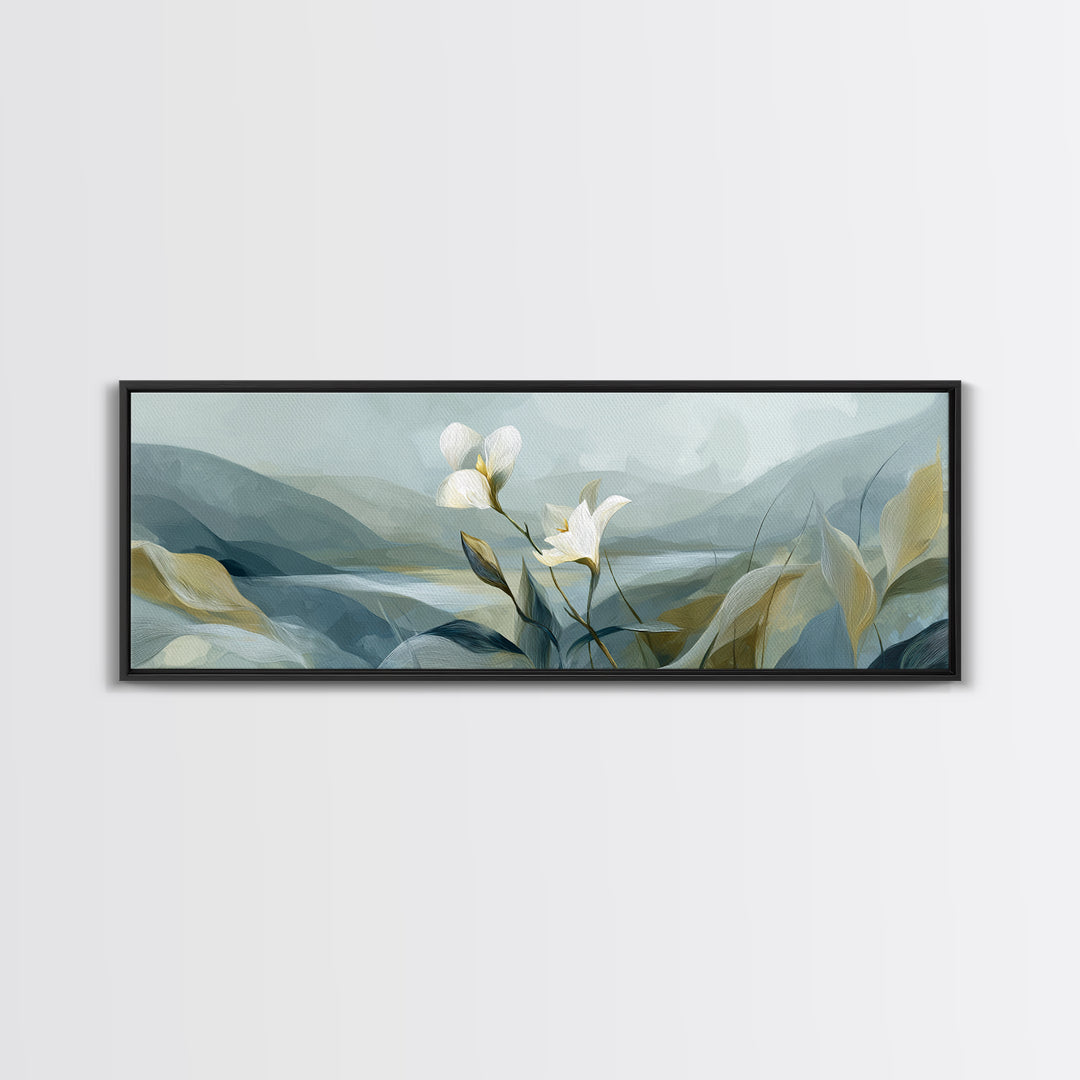 White Orchid on Gray Stone Surface Canvas Print, Medical Office Art, Art Print, Office Decor, Oil Painting, Calm, Printable Art, MOA-3x1-70