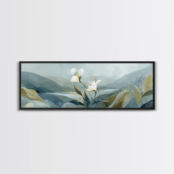 White Orchid on Gray Stone Surface Canvas Print, Medical Office Art, Art Print, Office Decor, Oil Painting, Calm, Printable Art, MOA-3x1-70