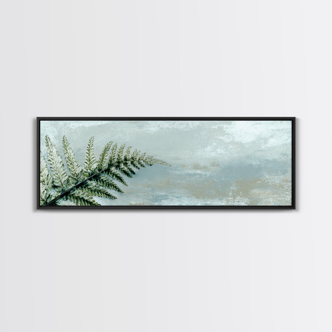 Minimal Green Fern Specimen Framed Canvas Print, Medical Office Art, Wall Art, Office Decor, Fine Art, Calm, Printable Card, MOA-3x1-72