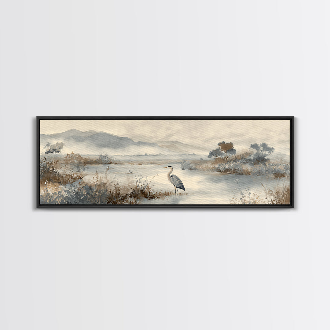Blue Heron Standing Canvas Print, Medical Office Art, Wall Decor, Office Decor, Fine Art, Calm, Medical Office Decor, MOA-3x1-78