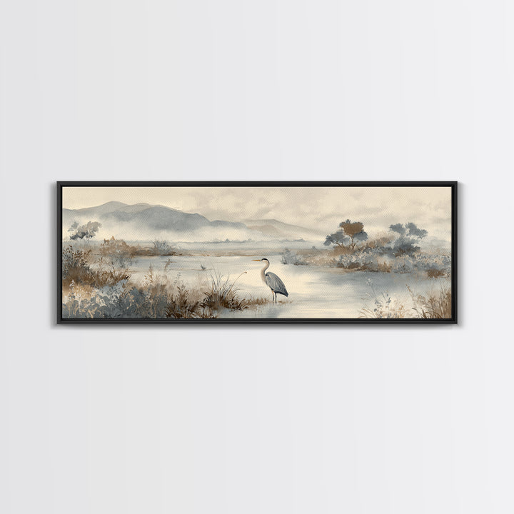 Blue Heron Standing Canvas Print, Medical Office Art, Wall Decor, Office Decor, Fine Art, Calm, Medical Office Decor, MOA-3x1-78