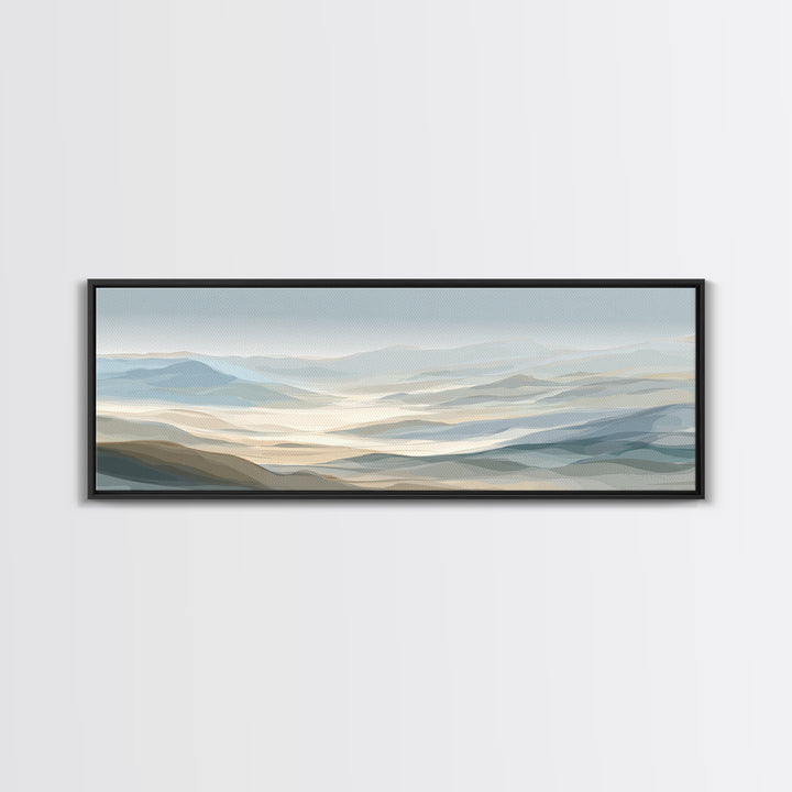 Minimal Sunrise over Rounded Hills Framed Canvas Print, Medical Office Art, Printable Art, Office Decor, Fine Art, Calm, MOA-3x1-87
