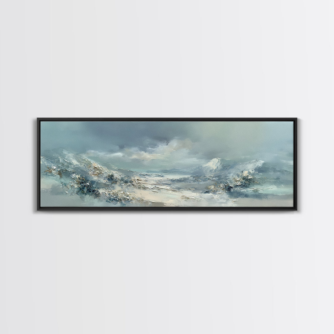 Soft Mountain Landscape Framed Canvas Print, Medical Office Art, Anatomy Poster, Office Decor, Watercolor Art, Calm, MOA-3x1-90
