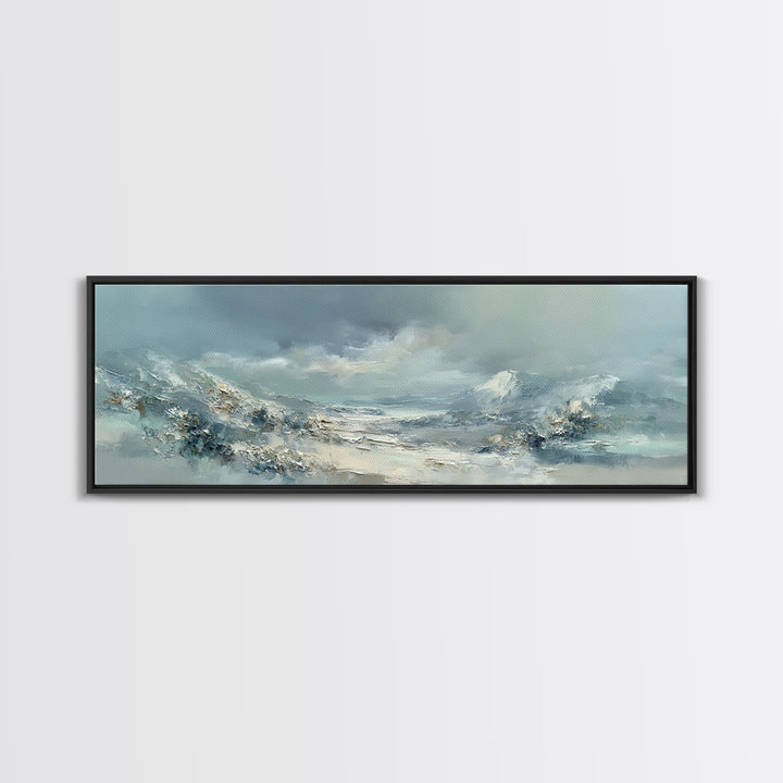 Soft Mountain Landscape Framed Canvas Print, Medical Office Art, Anatomy Poster, Office Decor, Watercolor Art, Calm, MOA-3x1-90