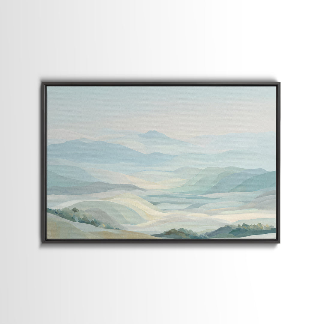 Minimal Sunrise over Rounded Hills Framed Canvas Print, Medical Office Art, Medical Wall Art, Office Decor, Fine Art, Calm, MOA-3x2-27