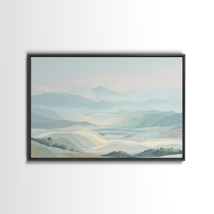 Minimal Sunrise over Rounded Hills Framed Canvas Print, Medical Office Art, Medical Wall Art, Office Decor, Fine Art, Calm, MOA-3x2-27