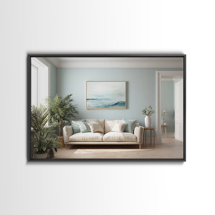 Calming Blue Abstract Framed Canvas Print, Medical Office Art, Medical Wall Art, Office Decor, Fine Art, Calm, Neutral Decor, MOA-3x2-5