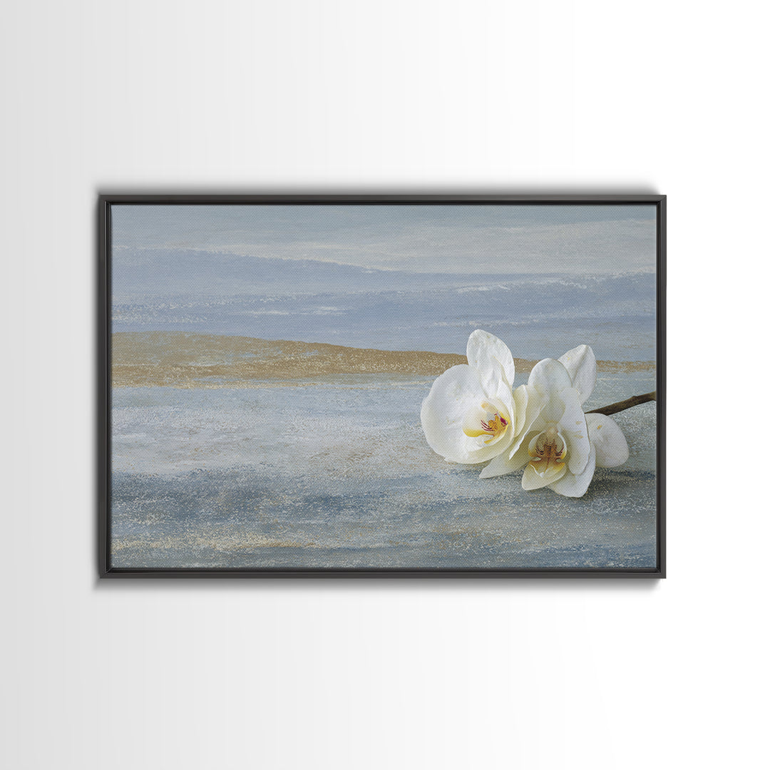 White Orchid on Gray Stone Surface Canvas Print, Medical Office Art, Brain Poster, Office Decor, Fine Art, Calm, Medical School, MOA-3x2-58